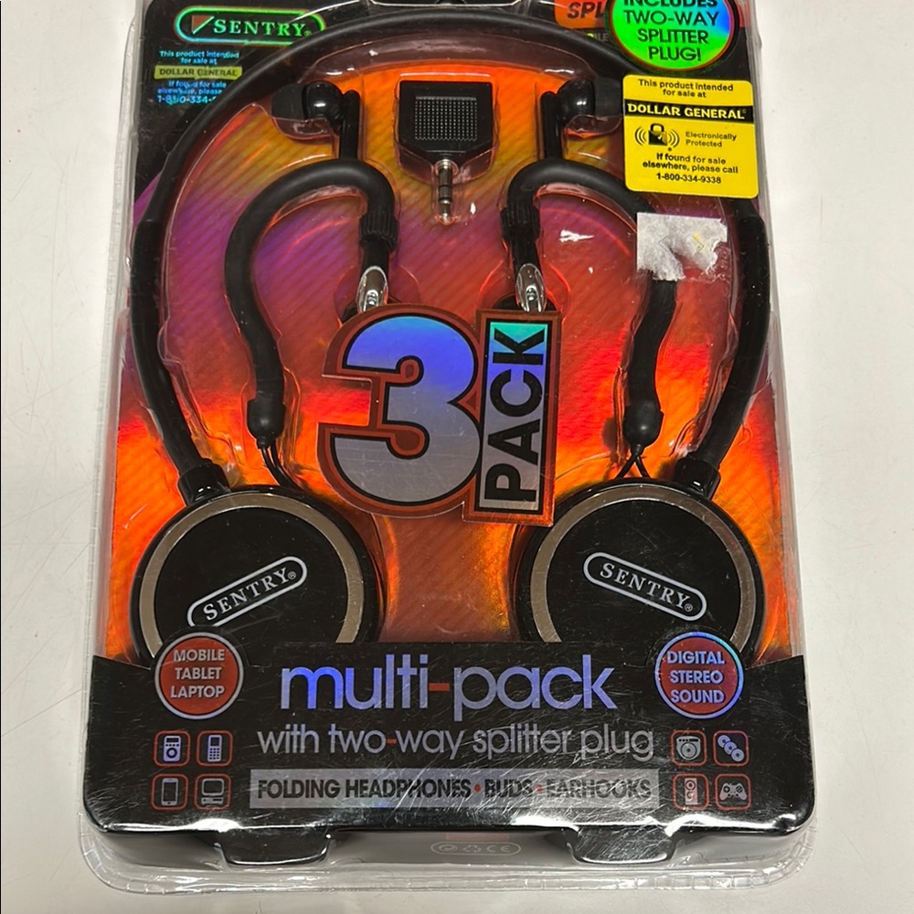 Sentry Multi-Pack Headphones with Splitter Plug